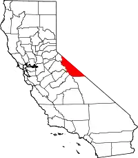 Kort over California med Mono County markeret