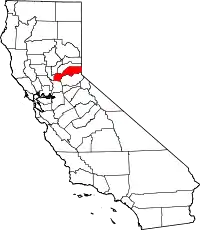 Kort over California med Placer County markeret