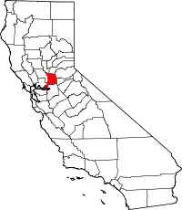 Kort over California med Sacramento County markeret