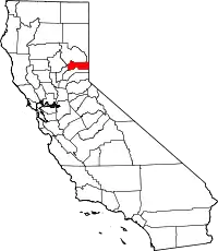 Kort over California med Sierra County markeret