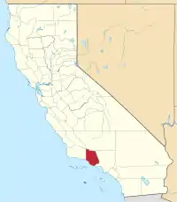 Kort over California med Ventura County markeret