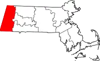Kort over Massachusetts med Berkshire County markeret
