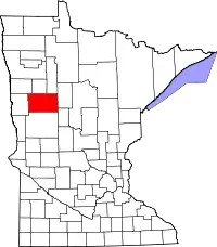 Kort over Minnesota med Becker County markeret