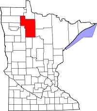 Kort over Minnesota med Beltrami County markeret