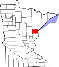 Kort over Minnesota med Carlton County markeret