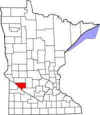 Kort over Minnesota med Chippewa County markeret