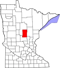 Kort over Minnesota med Crow Wing County markeret