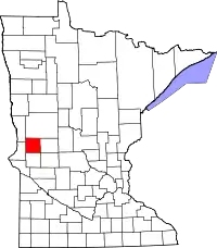 Kort over Minnesota med Grant County markeret