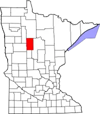 Kort over Minnesota med Hubbard County markeret