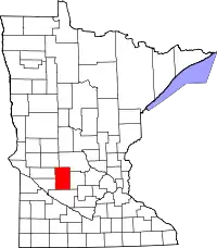 Kort over Minnesota med Kandiyohi County markeret