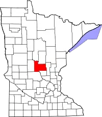 Kort over Minnesota med Morrison County markeret