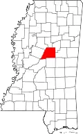 Kort over Mississippi med Attala County markeret