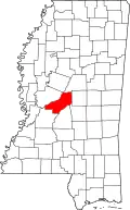 Kort over Mississippi med Madison County markeret