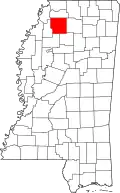 Kort over Mississippi med Panola County markeret