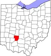 Kort over Ohio med Fayette County markeret