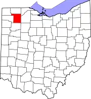 Kort over Ohio med Henry County markeret