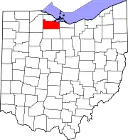 Kort over Ohio med Sandusky County markeret