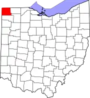 Kort over Ohio med Williams County markeret