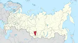 Kemerovo oblasts beliggenhed i Rusland