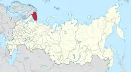 Murmansk oblasts placering i Rusland