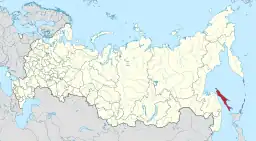 Sakhalin oblasts beliggenhed i Rusland