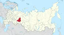 Sverdlovsk oblasts beliggenhed i Rusland