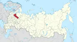Vologda oblasts beliggenhed i Den Russiske Føderation