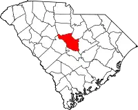 Kort over South Carolina med Richland County markeret
