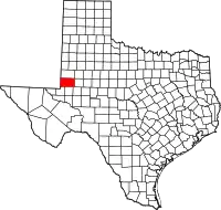 Kort over Texas med Andrews County markeret