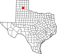 Kort over Texas med Armstrong County markeret