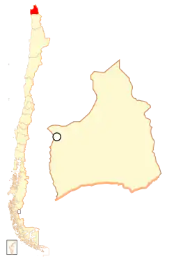 Arica og Parinacotas placering i Chile