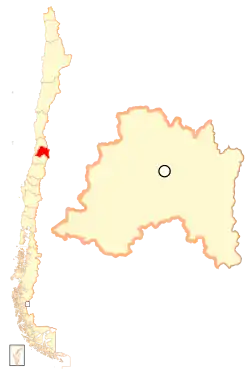 Santiago Hovedstadsregionens placering i Chile