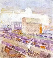 Weehawken(no), jernbaneområde og kornsiloer, 1910