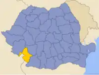 Administrative map of Rumænien with Mehedinţi highlighted