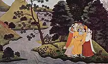 Krishna med gopi-kvinder, Gîtâ-Govinda-manuskript, 1760-1765.
