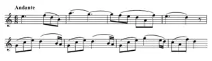 Two staves of printed music notation