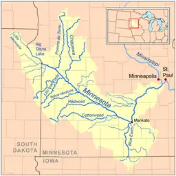 Kort over Minnesota River