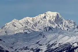 Bjergpasset Col de la Madeleine med Mont Blanc i baggrunden