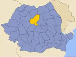 Administrative map of Rumænien  with Mureș highlighted