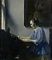 Forfalskningen "Woman reading music"