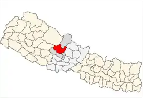 Myagdi District i Dhawalagiri Zone (grå) i Western Development Region (grå + lysegrå)