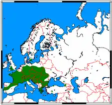 Udbredelse vist med grøn