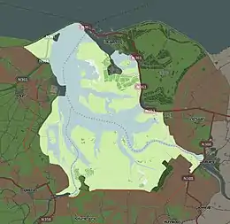 Kort der viser placeringen af Lauwersmeer National Park