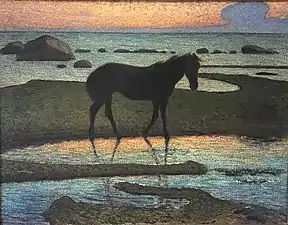 Häst vid strand (Sommarnatt), 1902