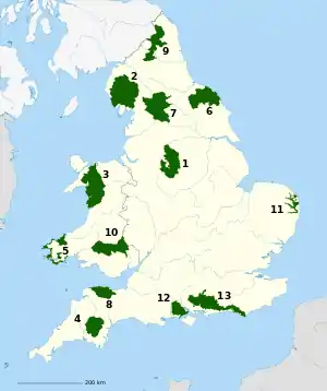 Northumberland National Park er nr. 9 på kortet