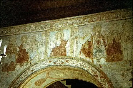 Triumfvæggen, Traditio Legis, nøgleoverrækkelsen el. lovens overgivelse/overdragelse, Kristus fremstillet som lovgiver.