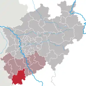 Lage des Kreis Euskirchen in Nordrhein-Westfalen (anklickbare Karte)