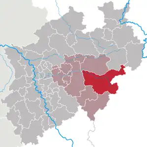 Lage des Hochsauerlandkreis in Nordrhein-Westfalen (anklickbare Karte)