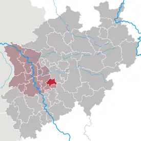 Lage des Wuppertal in Nordrhein-Westfalen (anklickbare Karte)