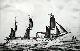 Océan under damp og sejl.